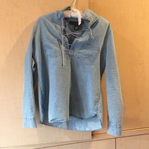 Blue long sleeved tie-up shirt